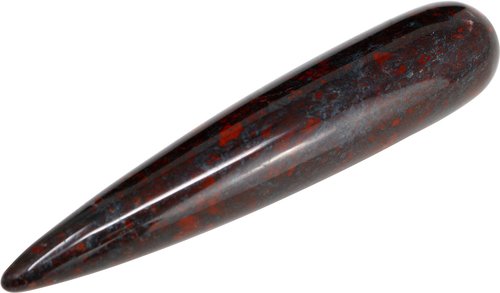 Edelstein Massagestab Blutstein, rundlich, 9 cm