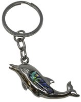 Schlüsselanhänger Delfin, Paua Muschel, 9 cm