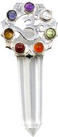 Chakra Anhänger mit Bergkristall Stab und OM Symbol, 4,5 cm