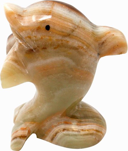 Delfin aus Onyx Marmor, Naturstein, 8 cm