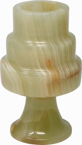 Teelicht Halter Lampe aus Onyx Marmor, 7,5 x 12 cm, Naturstein