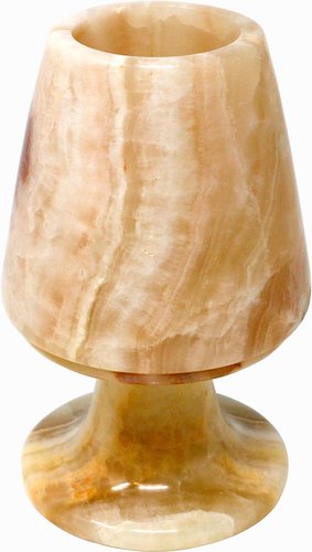 Teelicht Lampe II aus Onyx Marmor Naturstein Kerzenständer Kerzenhalter 12 cm