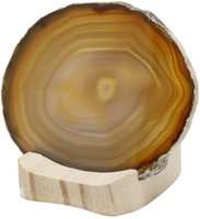 Teelicht Achatscheibe natur ca. 10 cm mit Holzständer