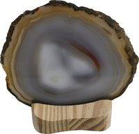 Teelicht Achatscheibe grau ca. 10 cm mit Holzständer