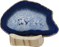 Teelicht Achatscheibe blau ca. 10 cm mit Holzständer