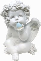 Süßer Engel mit Edelsteinherz Opal Glas, 16 cm