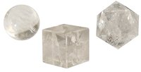 3er Set Bergkristall platonische Körper, Kugel, Hexaeder und Ikosaeder