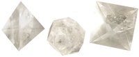 3er Set Bergkristall platonische Körper, Tetraeder, Oktaeder und Pentagondodekaeder