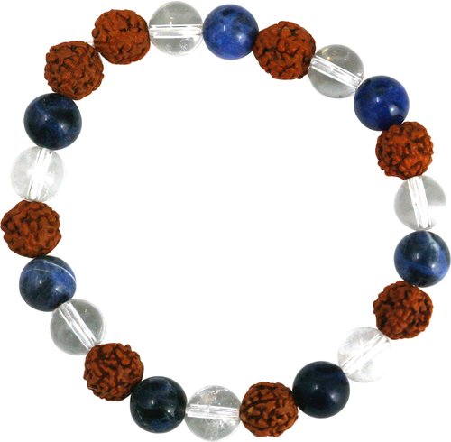 Edelsteinarmband Klarheit mit Rudraksha Perlen Kugelform 8 mm