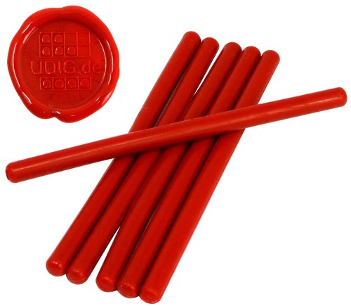 7 mm Siegelwachs Stangen Feuerrot, 6er Pack