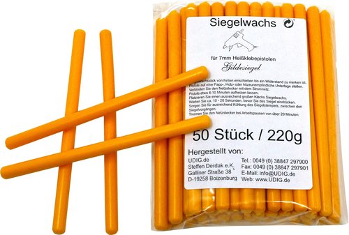 7 mm Siegelwachs Stangen Maisgelb, 50er Pack