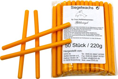 7 mm Siegelwachs Stangen Maisgelb, 50er Pack