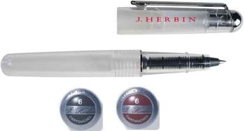 J. Herbin Tintenroller-Füller transparent mit 12 Patronen braun