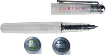 J. Herbin Tintenroller-Füller transparent mit 12 Patronen grün