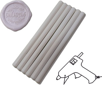7 mm Siegelwachs weiß - für Heißklebepistole - 6er Pack