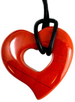 Jaspis Donut Herzform als Geschenkset mit Lederband