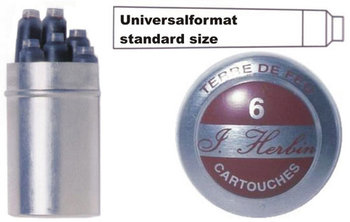 J. Herbin 6 Tintenpatronen in der Dose feuerlandbraun