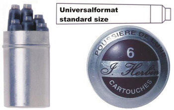 J. Herbin 6 Tintenpatronen in der Dose mondstaubviolett