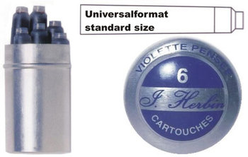 J. Herbin 6 Tintenpatronen in der Dose stiefmütterchenviolett