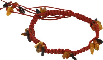 Bernstein Armband Shambala mit rotem Flechtband