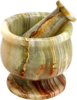 Mörser aus Onyx Marmor, rundlich, 7,5 cm