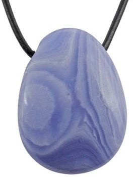 Chalcedon Tropfen Anhänger mit Lederband, 3 cm