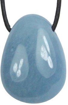 Angelit Tropfen Anhänger mit Lederband, 3 cm