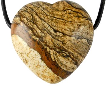 Landschaftsjaspis Herz Anhänger, 3 cm mit Lederband