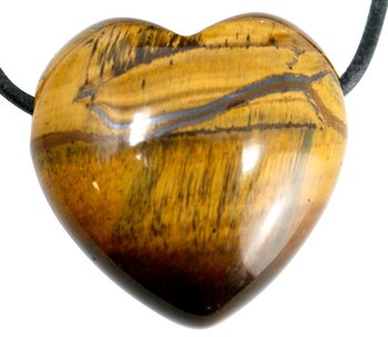 Tigerauge Herz Anhänger, 3 cm mit Lederband