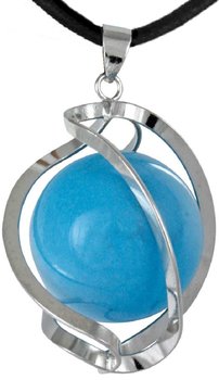 Türkenit Kugel Anhänger, 30 mm mit Lederband, Türkis