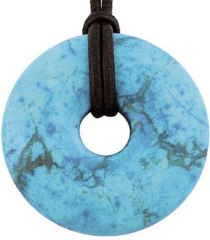 Türkenit Donut Herzform als Geschenkset mit Lederband Türkis Edelstein blau Herz 