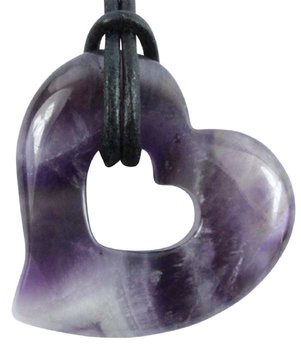 Amethyst Donut Herzform als Geschenkset mit Lederband