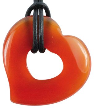 Carneol Donut Herzform als Geschenkset mit Lederband