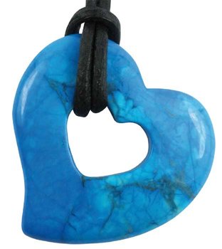 Türkenit Donut Herzform als Geschenkset mit Lederband, Türkis