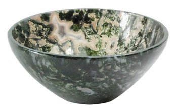Kleine Schale aus Moosachat, Handgeschliffen, ca. 6,5 cm
