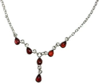 Granat Collier mit 925er Silber, 43 cm