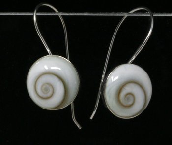 Shiva Kegelschnecke Ohrringe 1 cm, 925er Silber