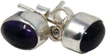 Amethyst Ohrstecker oval, 925er Silber