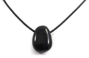 Turmalin Tropfen Anhänger, Schörl, 2,5 cm mit Lederband