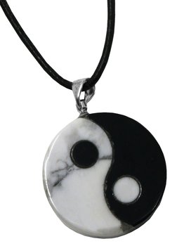 Edelstein Yin & Yang Anhänger im Geschenkset mit Lederkette
