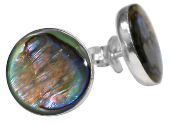 Abalone Muschel Ohrstecker, 1 cm, rund, 925er Silber