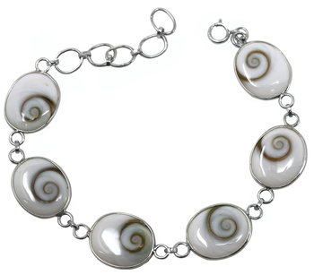 Shiva Muschel Armband mit 925er Silber, 20 cm