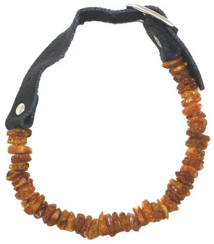 Bernsteinkette für Hunde XS mit Lederverschluss, 20 - 28 cm