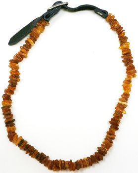 Bernsteinkette für Hunde L mit Lederverschluss, 44 - 52 cm