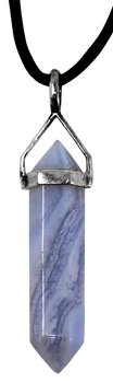 Chalcedon Anhänger Stab mit 925er Silberöse und mit Lederband