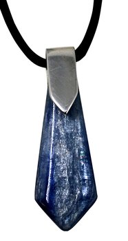 Disthen Anhänger Pfeil mit 925er Silberöse und mit Lederband, 4 cm