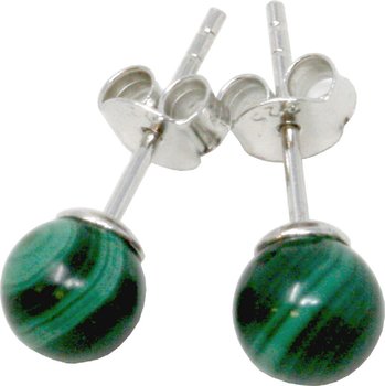 Ohrstecker Malachit, Kugelform, 6 mm mit Echtsilber