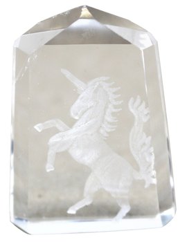 Bergkristall Spitze mit Einhorn Gravur, 6 cm