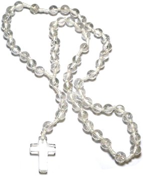 Gebetskette Rosenkranz aus Bergkristall, 59 Kugeln