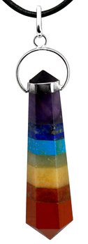 Chakra Anhänger Doppelspitze mit 7 Edelsteinen, 5 cm
